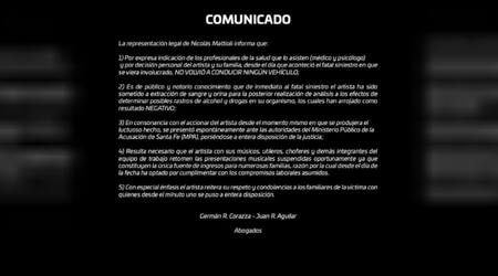 El comunicado oficial de la prensa de Mattioli