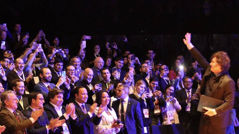 Javier Milei abrió el Foro de Madrid en el Palacio Libertad