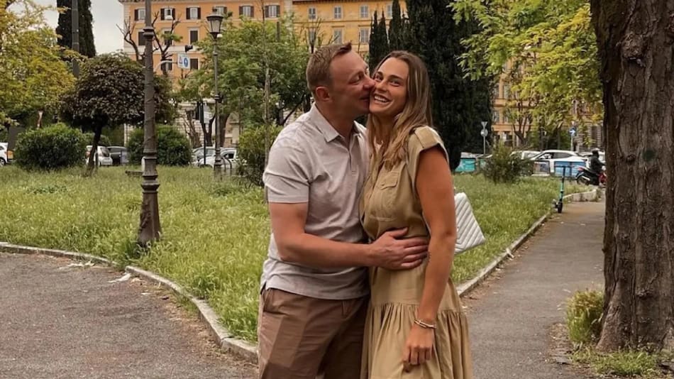 Aryna Sabalenka y su esposo, Kostantin Koltsov. Foto: NA.