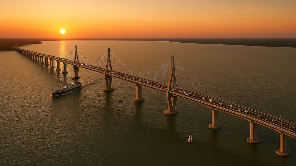 Boceto de cómo podría ser el viaducto Buenos Aires - Colonia
