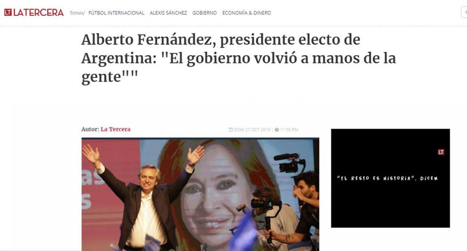 Medios internacionales reflejaron triunfo de Alberto Fernández