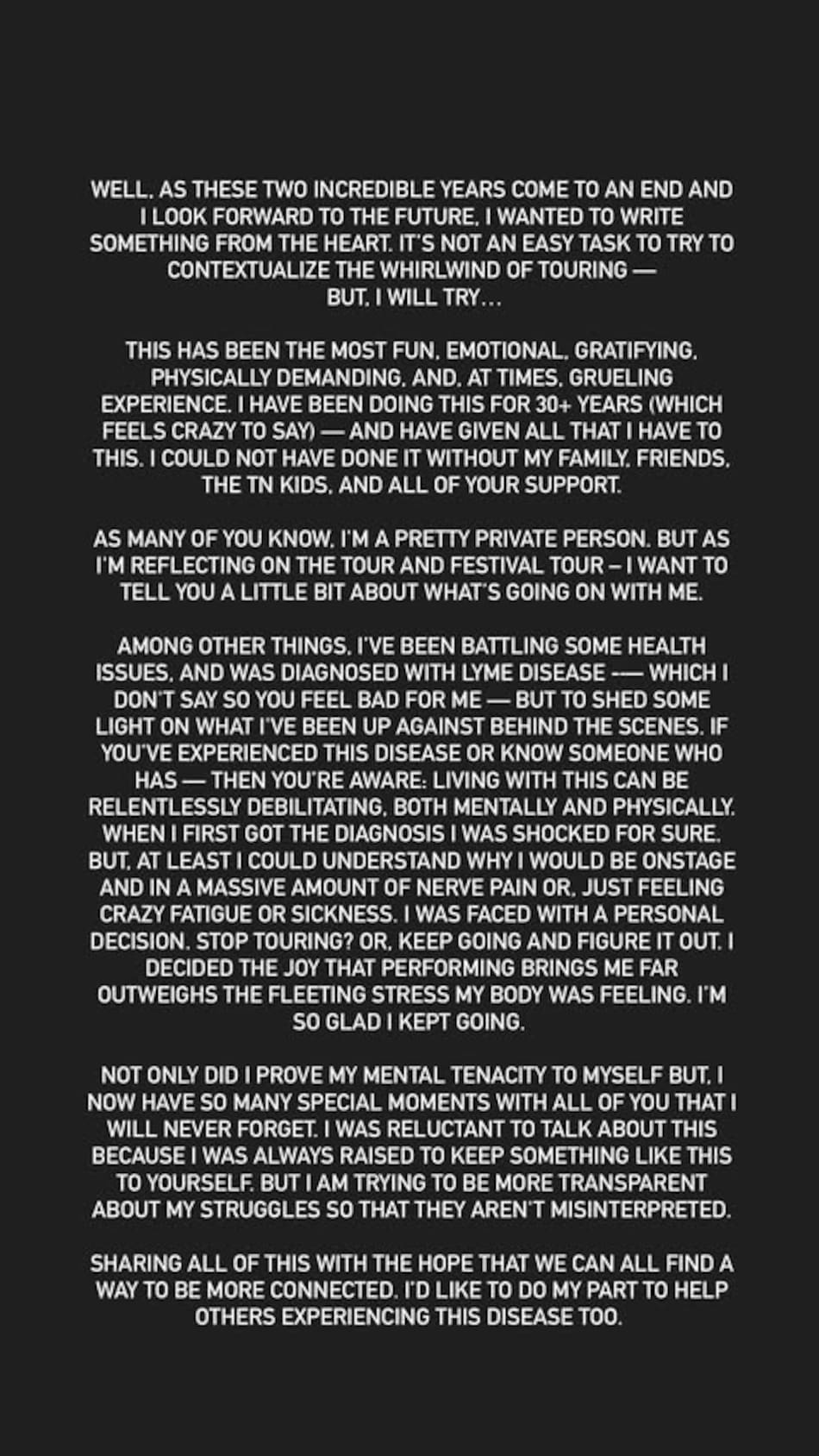 Mensaje de Justin Timberlake sobre la enfermedad de Lyme