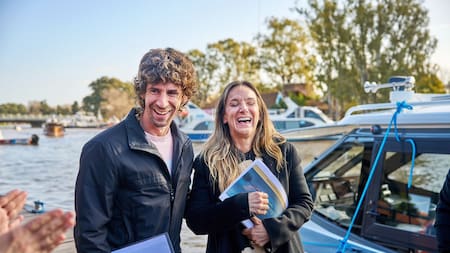 Malena Galmarini y Juan Andreotti en Delta de Tigre. Foto: Prensa.