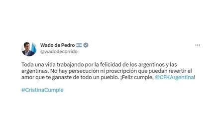 Cristina Fernández de Kirchner cumple 70 años: funcionarios y militantes la saludaron por redes sociales