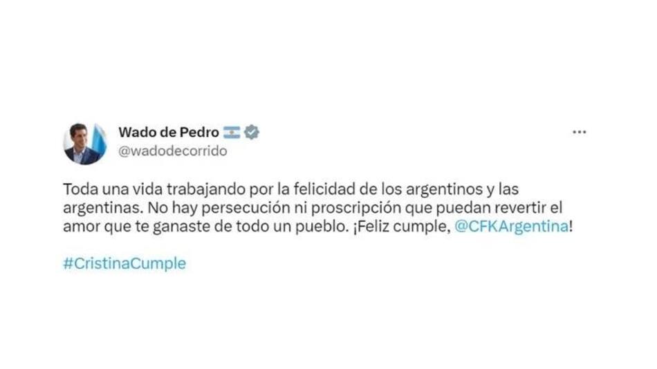 Cristina Fernández de Kirchner cumple 70 años: funcionarios y militantes la saludaron por redes sociales