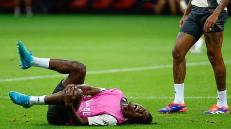 Lesión de Camavinga en el entrenamiento del Real Madrid. Foto: EFE.