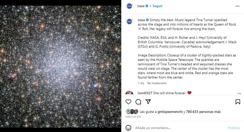 homenaje a Tina Turner, la NASA