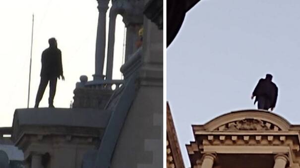 Tensión en el centro porteño: un hombre vestido de Batman amenazó con saltar al vacío y la policía lo impidió