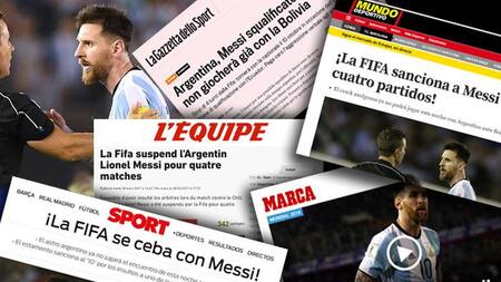 Sanción a Messi en los medios del Mundo
