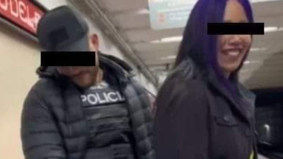 Policía suspendido por filmar contenido erótico en el subte. Foto: X.