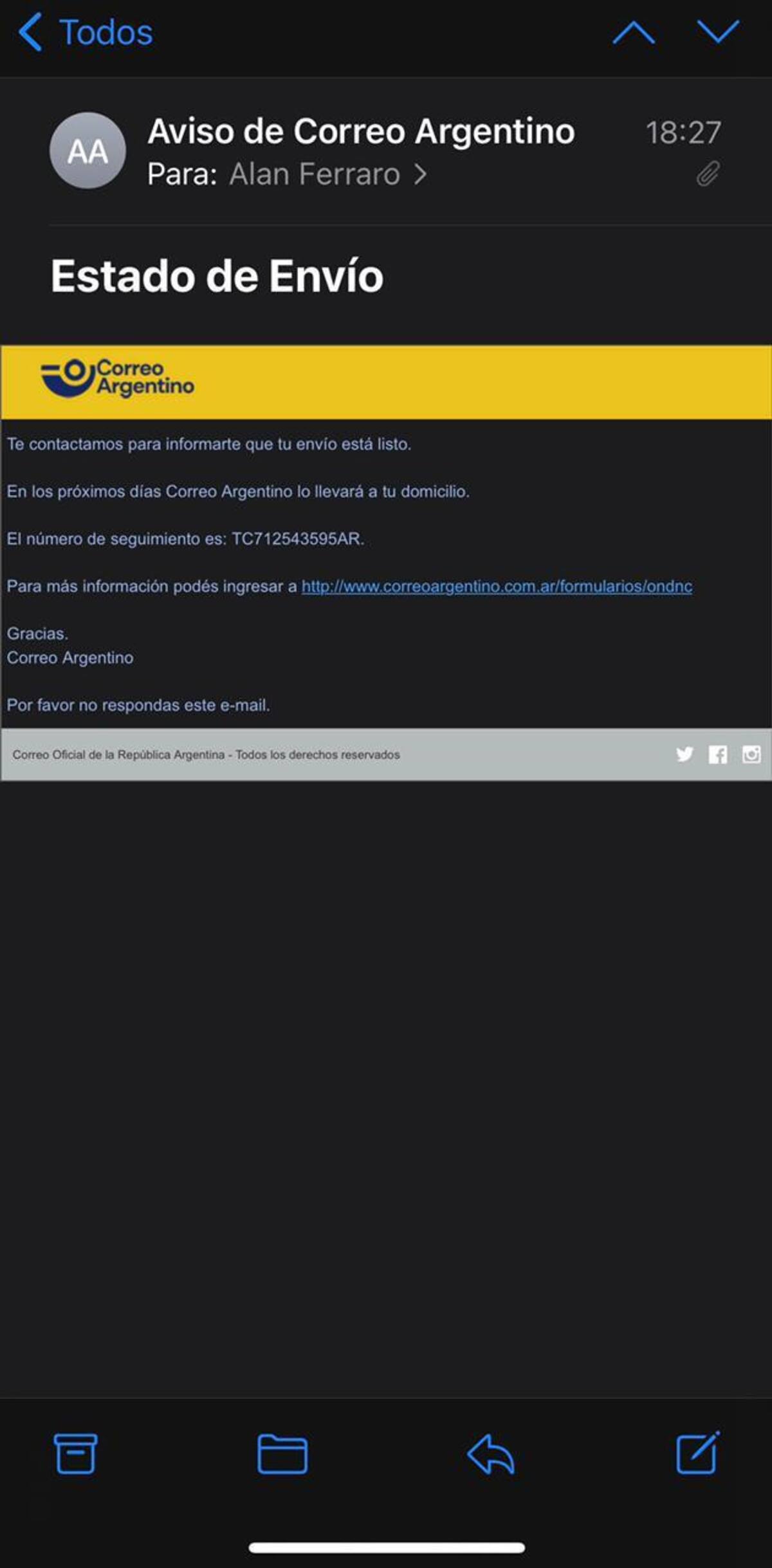 Estafas en nombre de Correo Argentino