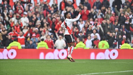 Miguel Borja; River Plate vs. Lanús. Foto: X @RiverPlate.