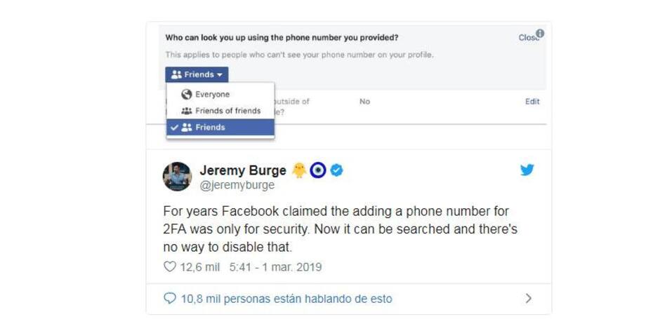 Facebook, teléfono celular