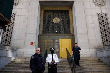 Tribunal de Manhattan por el caso Trump. Foto: Reuters.