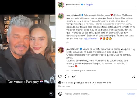 El mensaje de Marcelo Tinelli para su hija Juana.