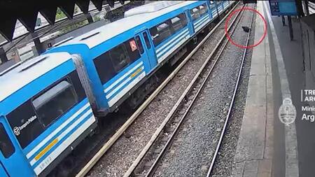 Detención del delincuente en las vías del Sarmiento. Foto: captura video