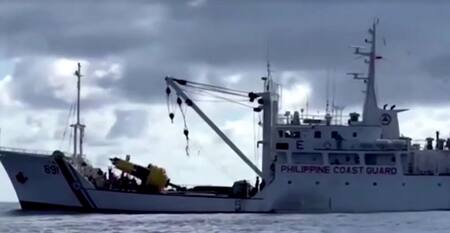 Buque de la Prefectura de Filipinas. Foto: captura de video Reuters.