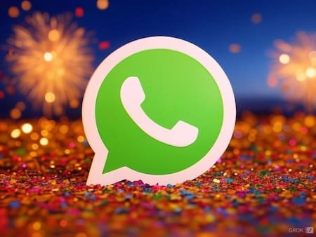 Un ejemplo de WhatsApp en "modo Año Nuevo". Foto: Grok.