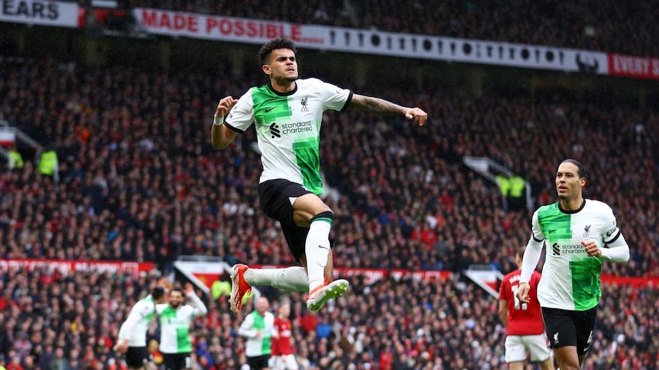 Luis Díaz; Manchester United vs. Liverpool. Foto: Reuters.