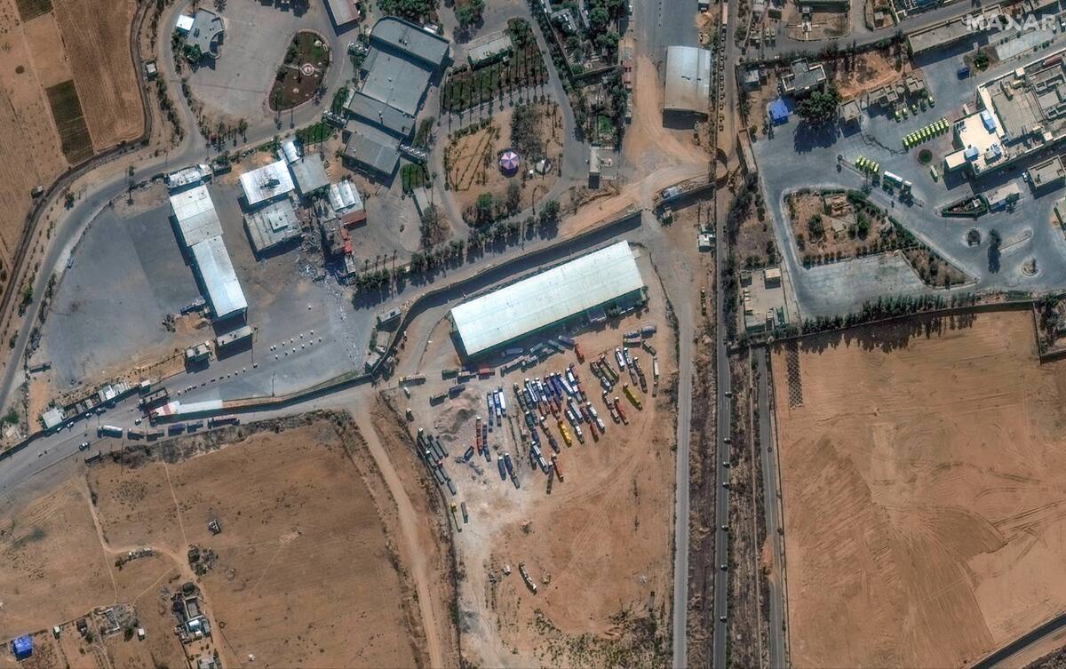 Toma aérea del paso de Rafah. Foto: Reuters.