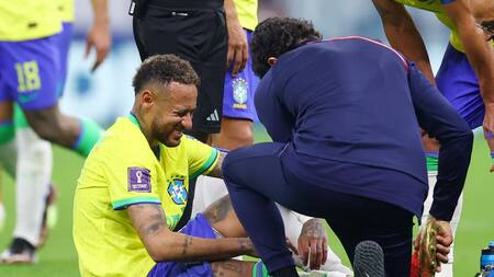 Lesión de Neymar en el partido entre Brasil y Serbia del Mundial de Qatar 2022. Foto: REUTERS