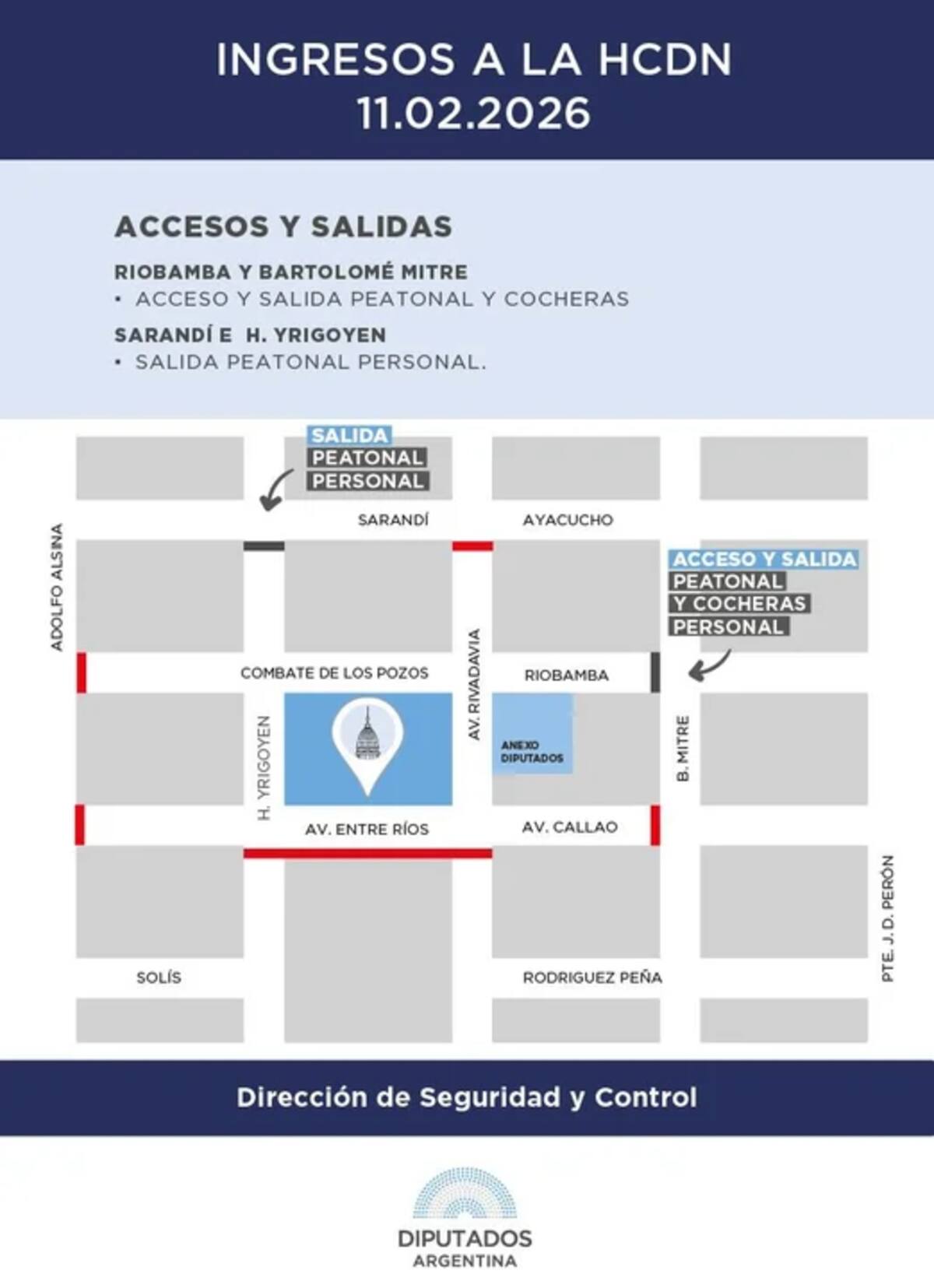 Cortes e ingreso al Congreso de la Nación para la sesión del tratamiento de la reforma laboral.