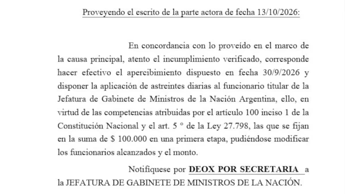 multa diaria al gobierno de milei ley de financiamiento universitario