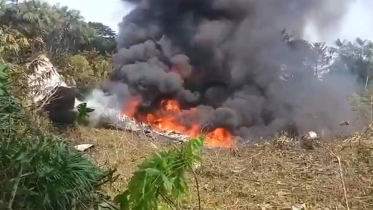 Accidente de un avión militar en Colombia.