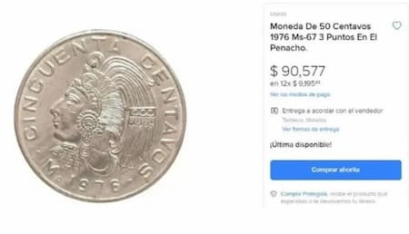La moneda se encuentra disponible para la venta online. Fuente: Mercado Libre.