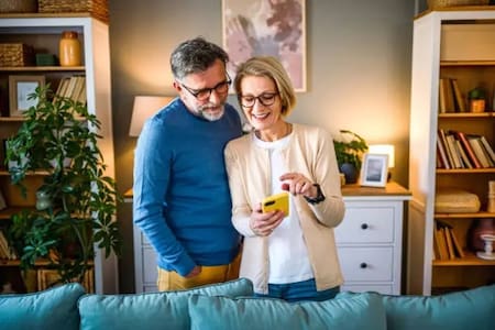 Ancianos, telefono, celular. Fuente: Pexels.