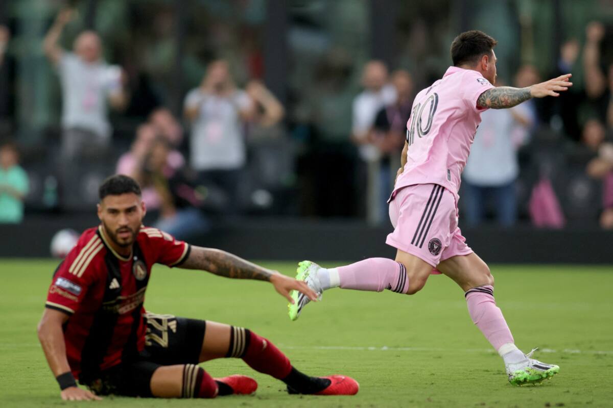Festejo de Lionel Messi ante el Atlanta United por la Leagues Cup. Foto: REUTERS.
