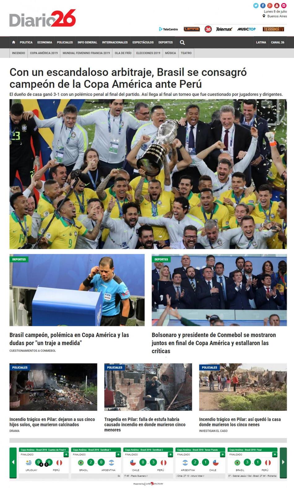Tapas de diarios - Diario 26 lunes 8-07-19