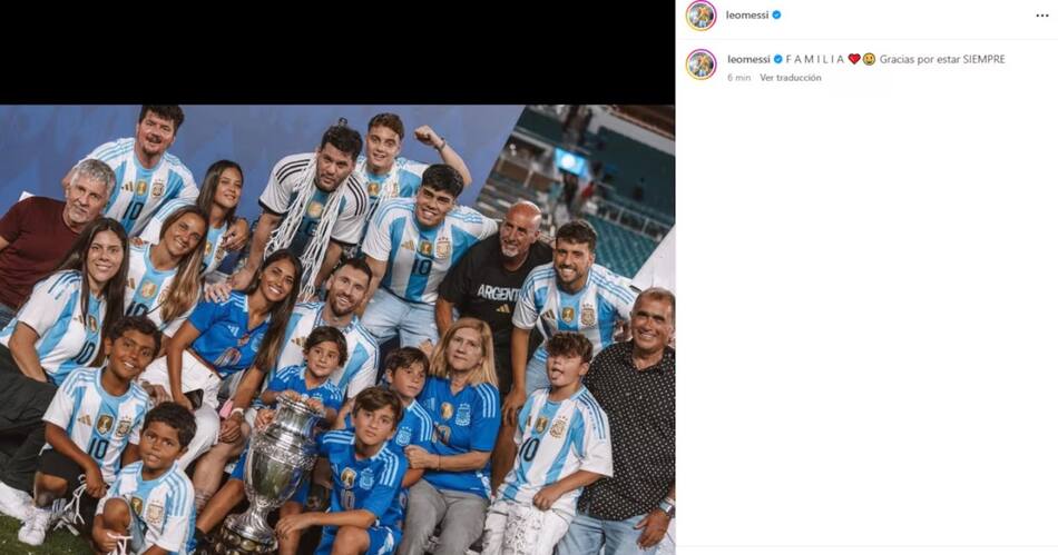 El agradecimiento de Messi a su familia. Foto: Instagram @leomessi