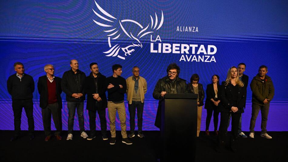 Javier Milei en el búnker de LLA.