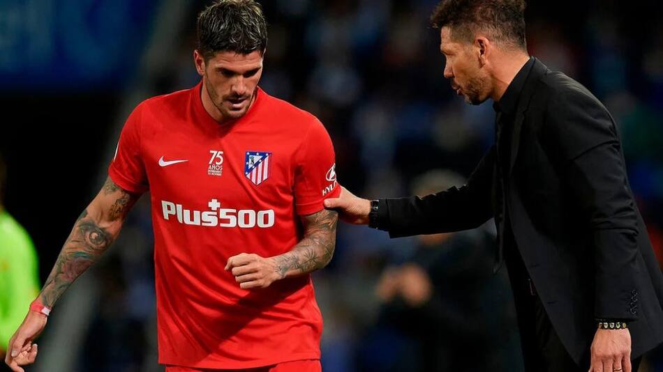 Rodrigo De Paul y Diego Simeone, Atlético de Madrid. Foto: REUTERS
