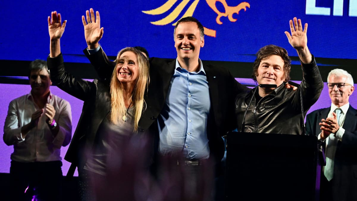Karina Milei, Manuel Adorni y Javier Milei.