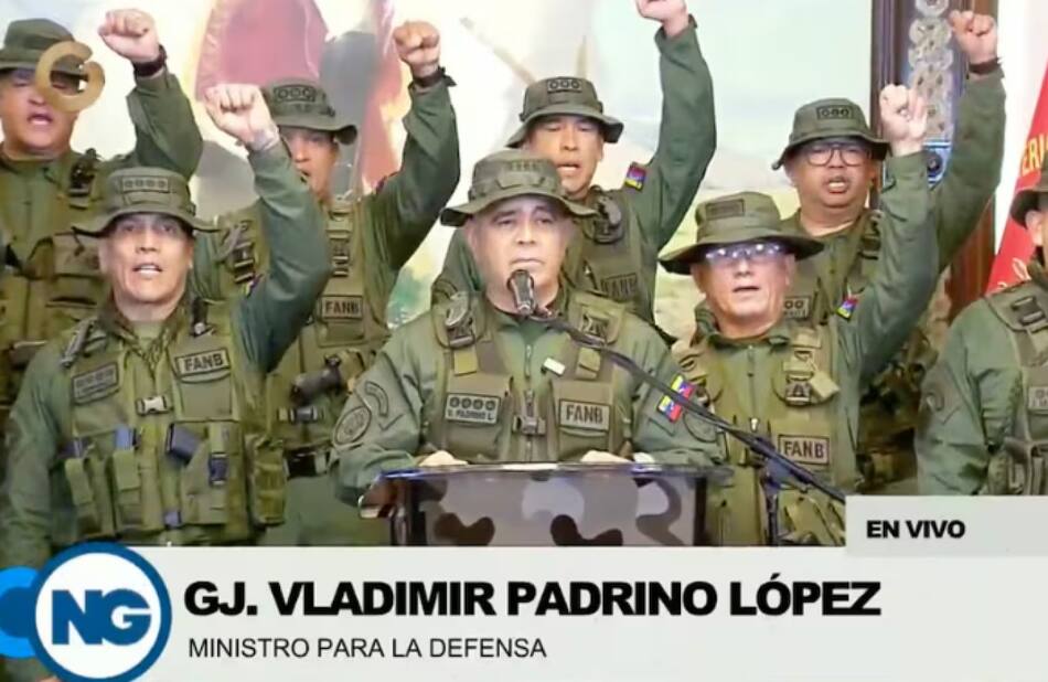 Vladimir Padrino López, ministro de Defensa de Venezuela. Foto: Captura video.