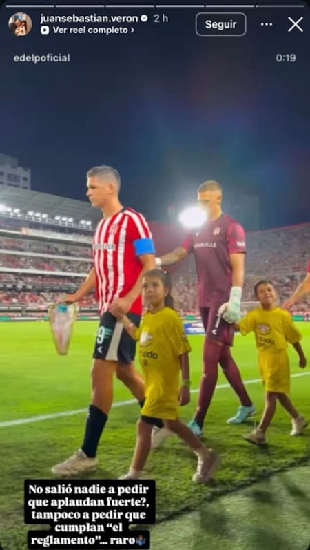 Posteo de Juan Sebastián Verón tras el pasillo de Boca a Estudiantes.