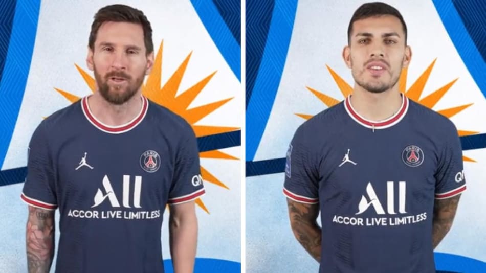 Lionel Messi y Leandro Paredes. Fotos: captura video del PSG.