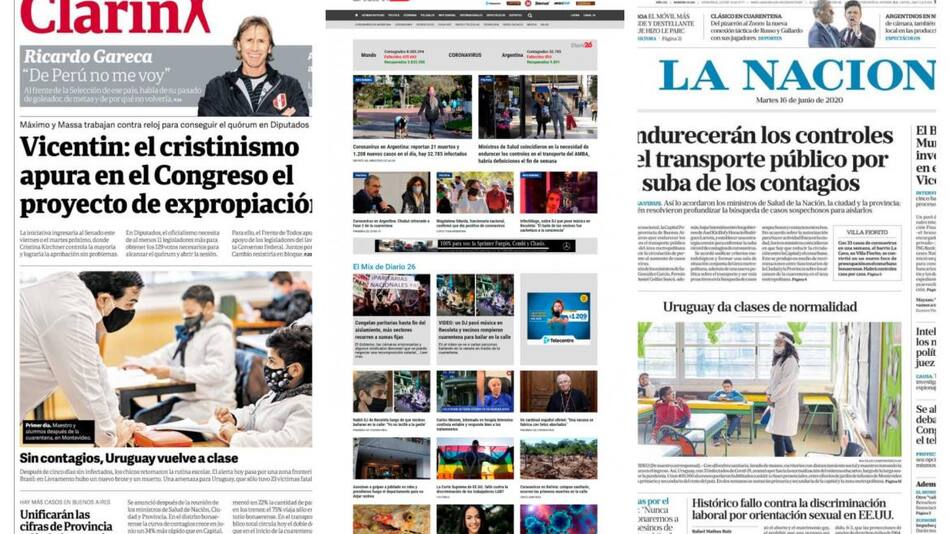 Tapas de diarios, martes 16 de junio de 2020