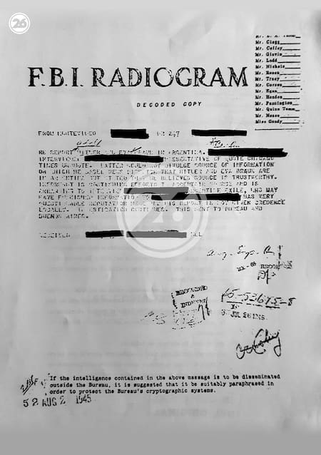 Documentos desclasificados del FBI sobre Hitler en Argentina.
