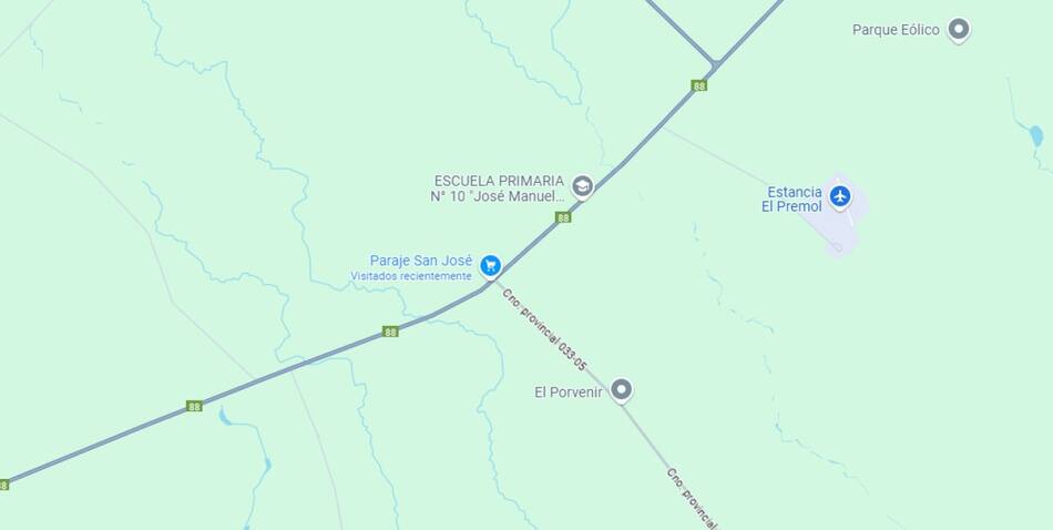 La zona del sitio del choque. Foto: Google Maps.