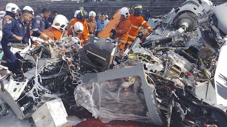 Choque de helicópteros en Malasia. Foto: EFE.