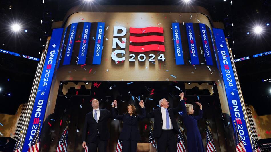La campaña de Kamala Harris, candidata a presidenta de Estados Unidos. Foto: Reuters.