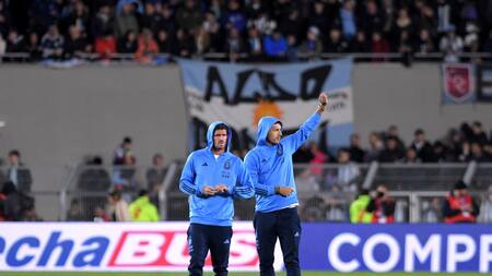 Rodrigo De Paul y Leandro Paredes mantienen su cábala. Foto: Télam.
