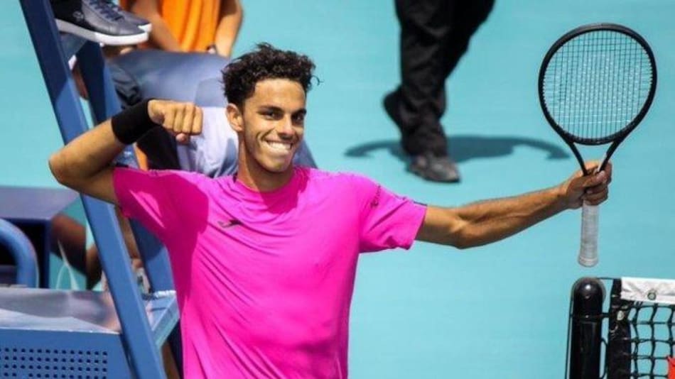 Festejo de Francisco Cerúndolo en el Miami Open