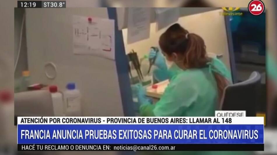 Francia anuncia avances en la cura contra el coronavirus