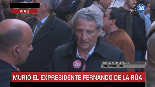 "De la Rúa será recordado como un político cabal", dijo el ex gobernador Massaccesi