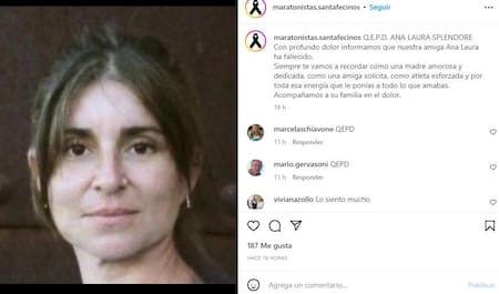 Mensaje en redes sociales despidiendo a la maratonista