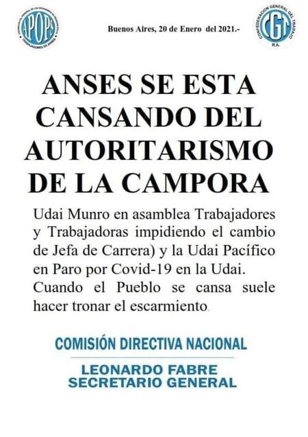 Reclamo de trabajadores de Anses de Munro